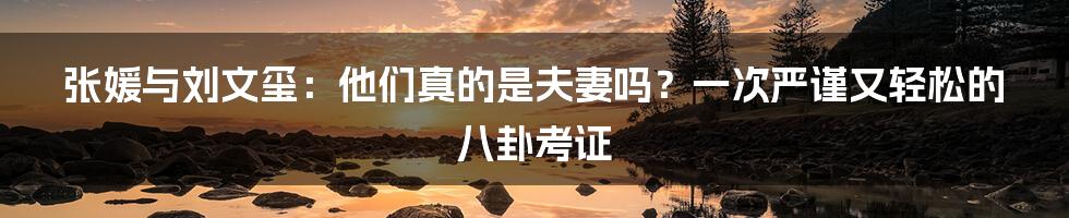 张媛与刘文玺：他们真的是夫妻吗？一次严谨又轻松的八卦考证