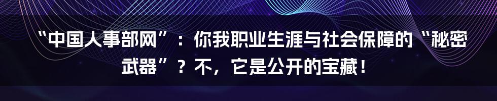 “中国人事部网”：你我职业生涯与社会保障的“秘密武器”？不，它是公开的宝藏！