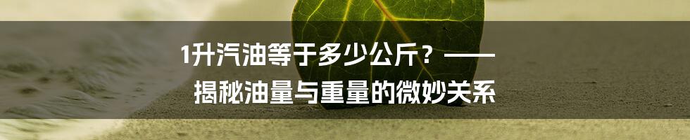1升汽油等于多少公斤？—— 揭秘油量与重量的微妙关系
