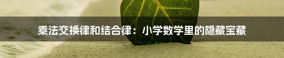 乘法交换律和结合律：小学数学里的隐藏宝藏