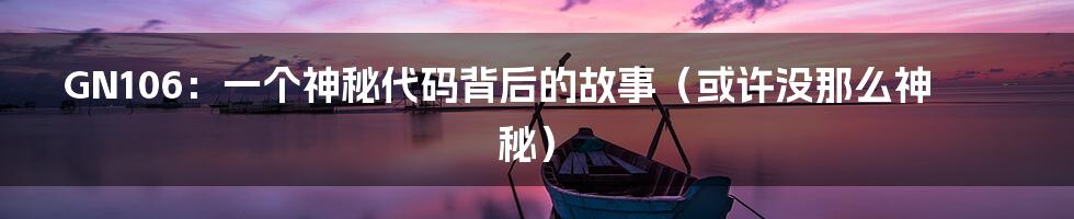 GN106:一个神秘代码背后的故事(或许没那么神秘)