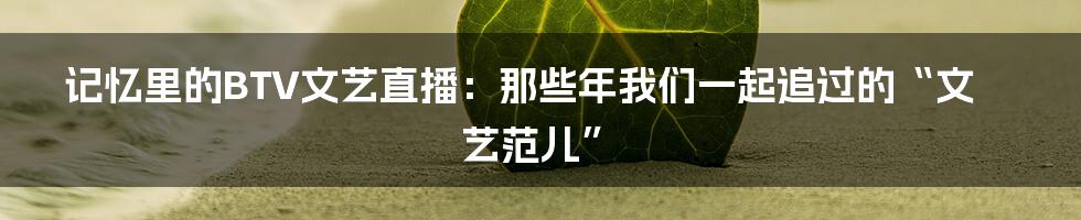 记忆里的BTV文艺直播：那些年我们一起追过的“文艺范儿”