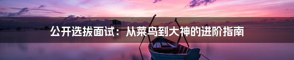 公开选拔面试:从菜鸟到大神的进阶指南