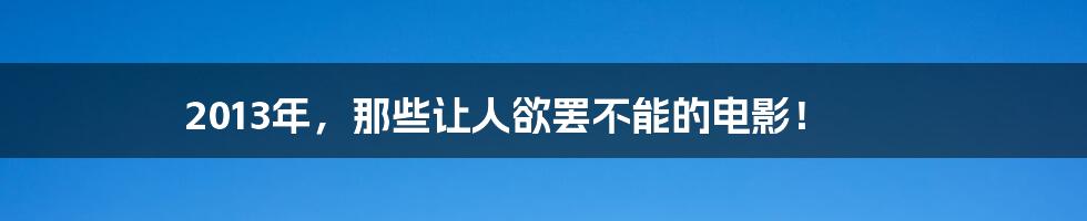 2013年，那些让人欲罢不能的电影！