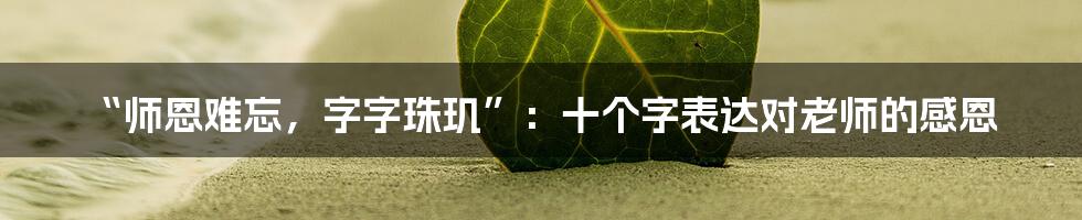 “师恩难忘，字字珠玑”：十个字表达对老师的感恩