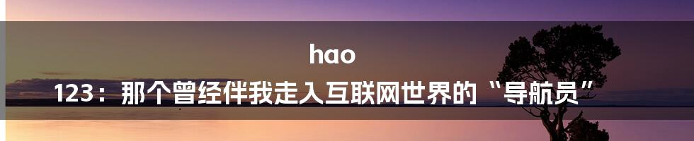 hao 123：那个曾经伴我走入互联网世界的“导航员”