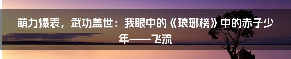萌力爆表,武功盖世:我眼中的《琅琊榜》中的赤子少年——飞流
