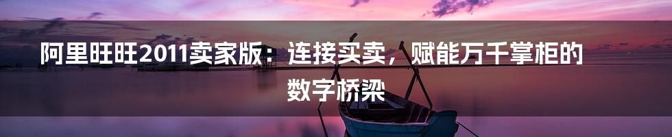 阿里旺旺2011卖家版：连接买卖，赋能万千掌柜的数字桥梁