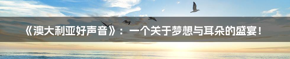 《澳大利亚好声音》:一个关于梦想与耳朵的盛宴!