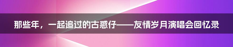 那些年，一起追过的古惑仔——友情岁月演唱会回忆录