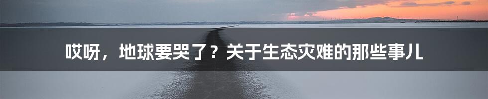 哎呀,地球要哭了?关于生态灾难的那些事儿
