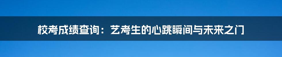 校考成绩查询：艺考生的心跳瞬间与未来之门
