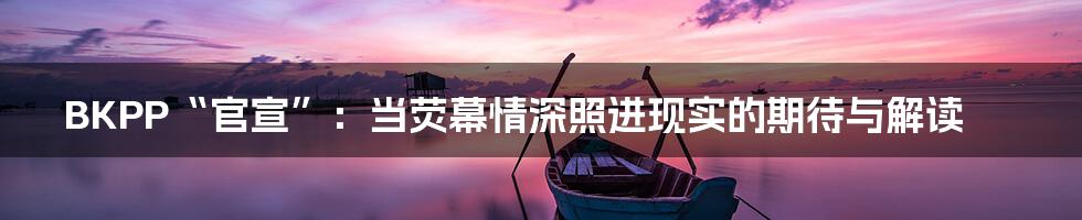 BKPP“官宣”：当荧幕情深照进现实的期待与解读