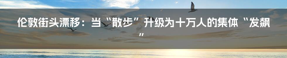 伦敦街头漂移：当“散步”升级为十万人的集体“发飙”