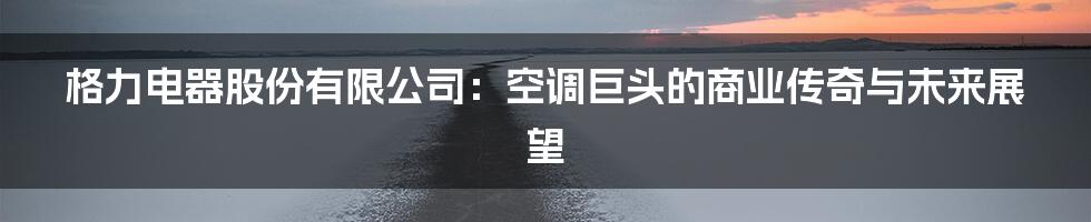 格力电器股份有限公司：空调巨头的商业传奇与未来展望