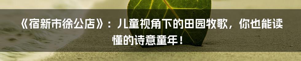 《宿新市徐公店》：儿童视角下的田园牧歌，你也能读懂的诗意童年！