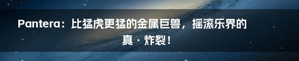 Pantera:比猛虎更猛的金属巨兽,摇滚乐界的真·炸裂!