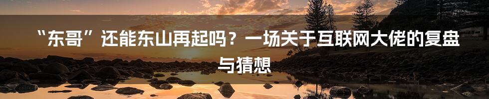 “东哥”还能东山再起吗？一场关于互联网大佬的复盘与猜想