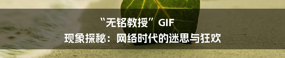 “无铭教授”GIF 现象探秘：网络时代的迷思与狂欢