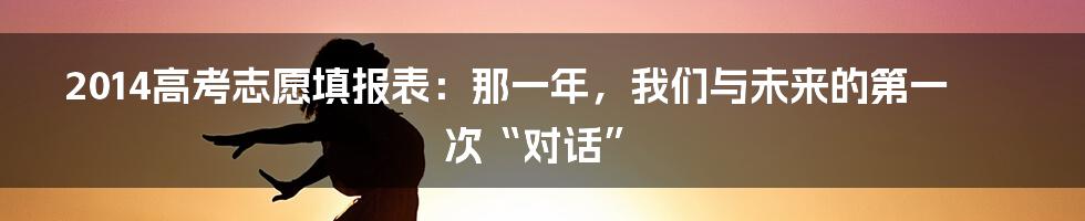 2014高考志愿填报表：那一年，我们与未来的第一次“对话”