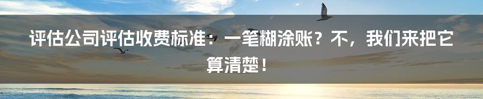 评估公司评估收费标准:一笔糊涂账?不,我们来把它算清楚!