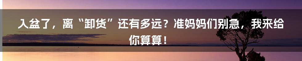 入盆了，离“卸货”还有多远？准妈妈们别急，我来给你算算！