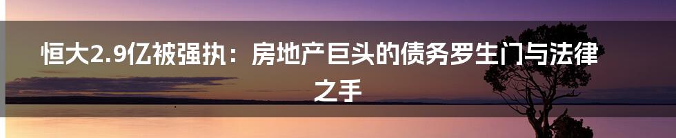 恒大2.9亿被强执:房地产巨头的债务罗生门与法律之手