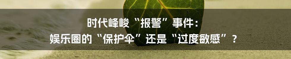 时代峰峻“报警”事件： 娱乐圈的“保护伞”还是“过度敏感”？