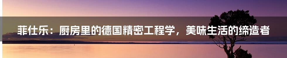 菲仕乐：厨房里的德国精密工程学，美味生活的缔造者