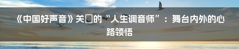 《中国好声音》关喆的“人生调音师”:舞台内外的心路领悟