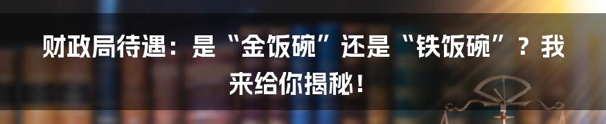 财政局待遇:是“金饭碗”还是“铁饭碗”?我来给你揭秘!