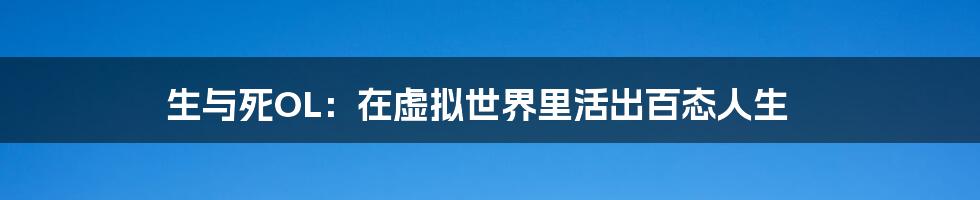 生与死OL：在虚拟世界里活出百态人生