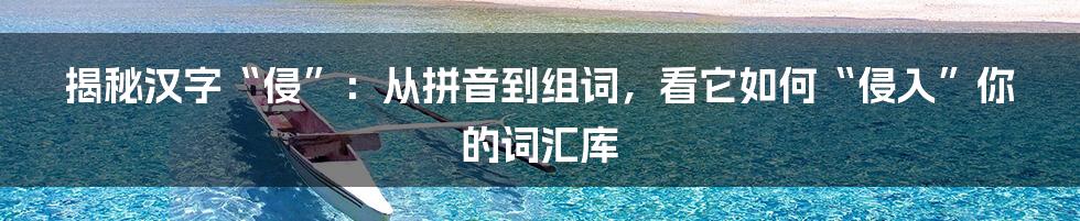 揭秘汉字“侵”：从拼音到组词，看它如何“侵入”你的词汇库