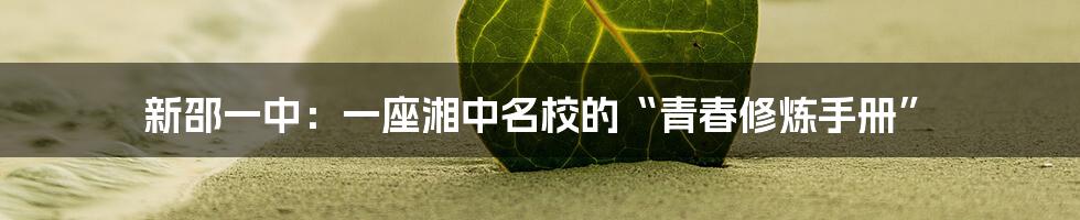 新邵一中：一座湘中名校的“青春修炼手册”
