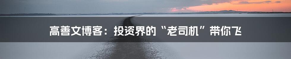 高善文博客:投资界的“老司机”带你飞