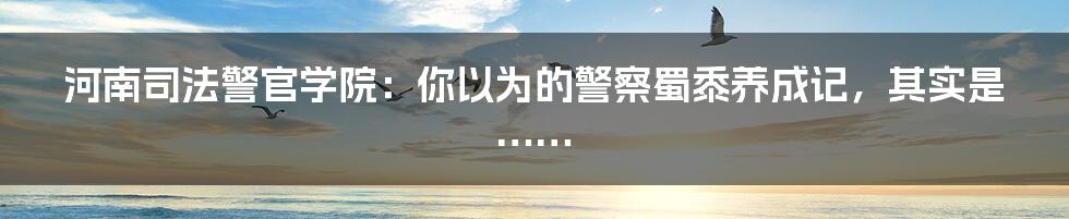 河南司法警官学院:你以为的警察蜀黍养成记,其实是……