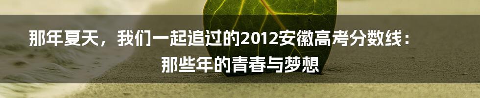 那年夏天,我们一起追过的2012安徽高考分数线:那些年的青春与梦想