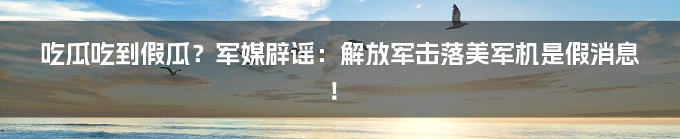 吃瓜吃到假瓜？军媒辟谣：解放军击落美军机是假消息！