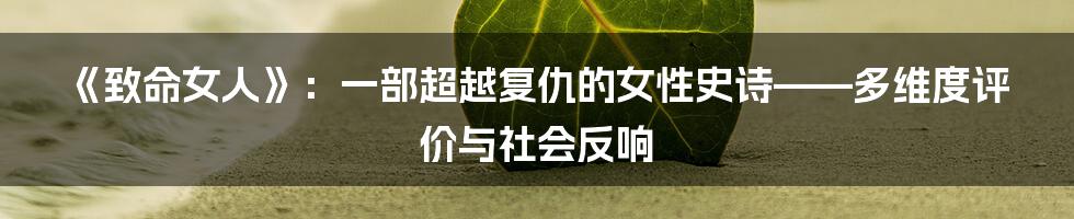 《致命女人》：一部超越复仇的女性史诗——多维度评价与社会反响