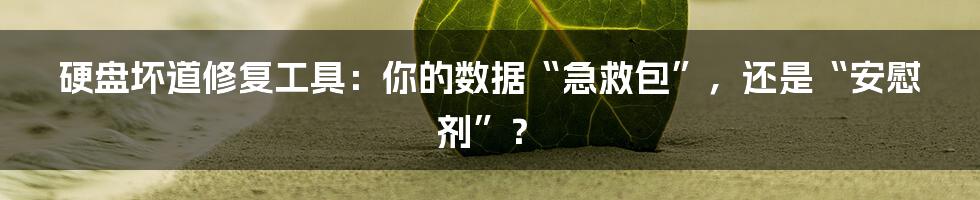硬盘坏道修复工具:你的数据“急救包”,还是“安慰剂”?