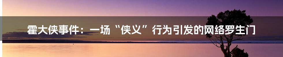霍大侠事件：一场“侠义”行为引发的网络罗生门