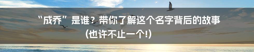 “成乔”是谁?带你了解这个名字背后的故事 (也许不止一个!)