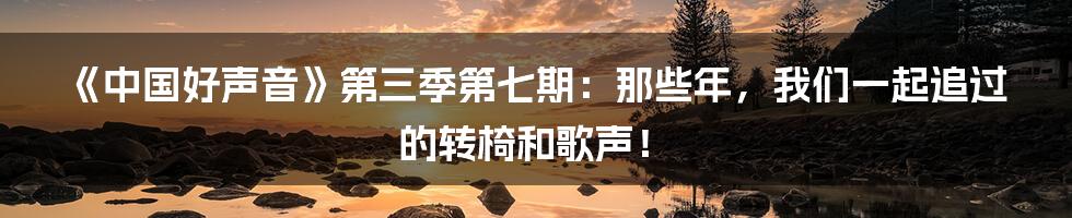《中国好声音》第三季第七期：那些年，我们一起追过的转椅和歌声！