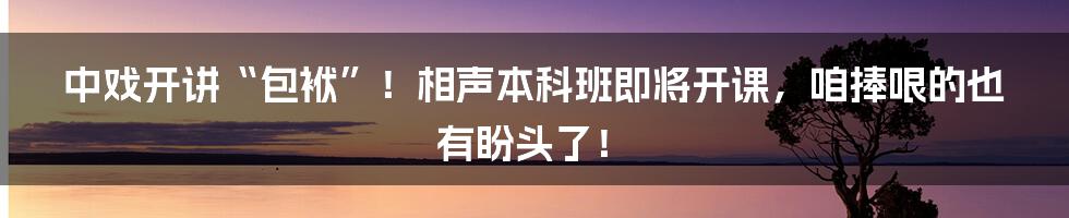 中戏开讲“包袱”！相声本科班即将开课，咱捧哏的也有盼头了！