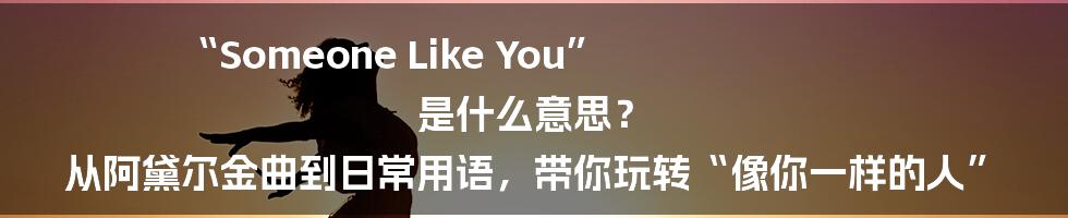 “Someone Like You” 是什么意思? 从阿黛尔金曲到日常用语,带你玩转“像你一样的人”