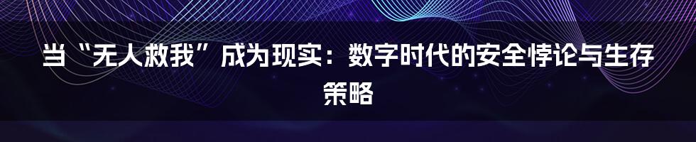 当“无人救我”成为现实:数字时代的安全悖论与生存策略