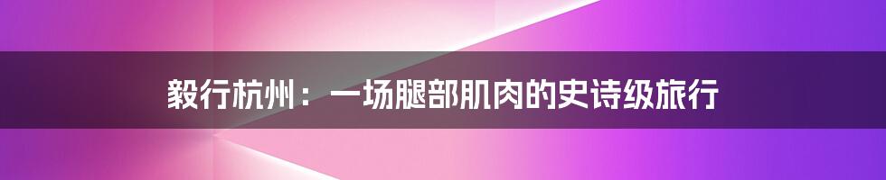 毅行杭州:一场腿部肌肉的史诗级旅行