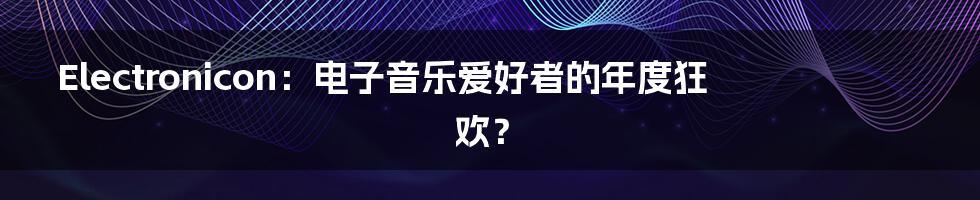 Electronicon:电子音乐爱好者的年度狂欢?