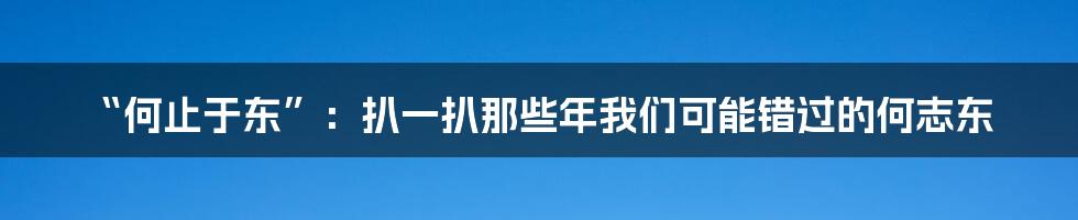 “何止于东”:扒一扒那些年我们可能错过的何志东