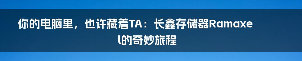 你的电脑里,也许藏着TA:长鑫存储器Ramaxel的奇妙旅程
